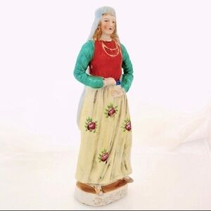 Antique 1920s Japanese Porcelain Woman Figurine Traditional Dress 10" Japan VG